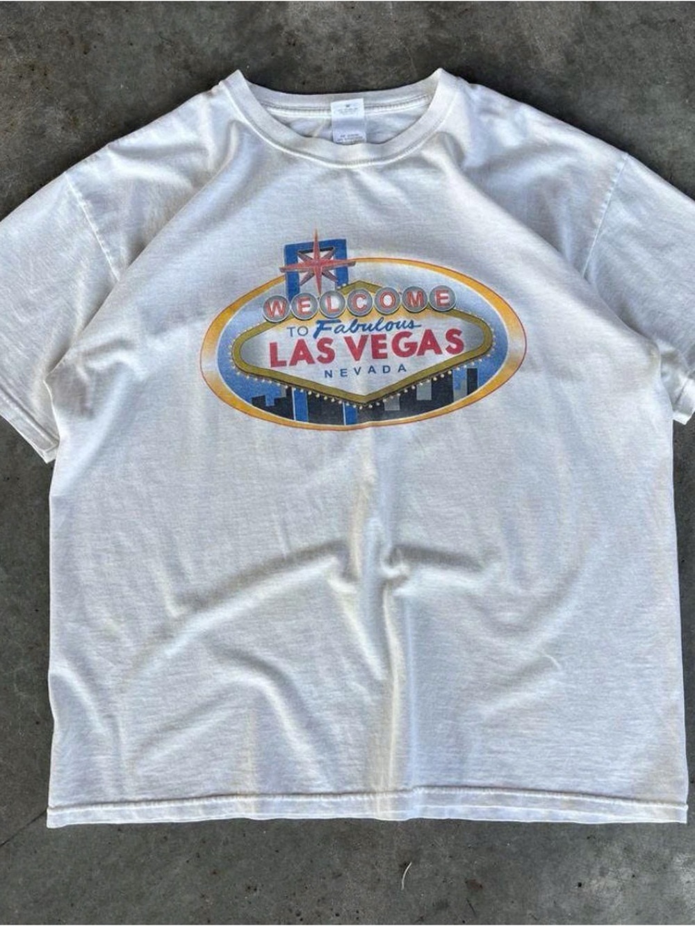 Gildan White Las Vegas Welcome Sign Graphic Tee